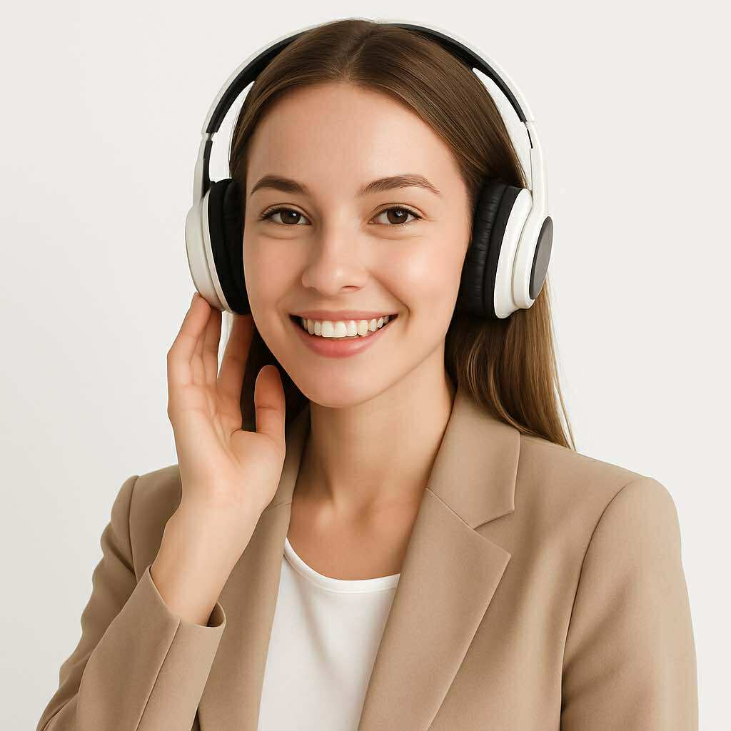 Female customer-support agent from the LumiAura™ skincare team assisting customers — professional USA support for LED mask users, specializing in anti-aging, acne and redness concerns. Trusted skincare help with fast nationwide response.