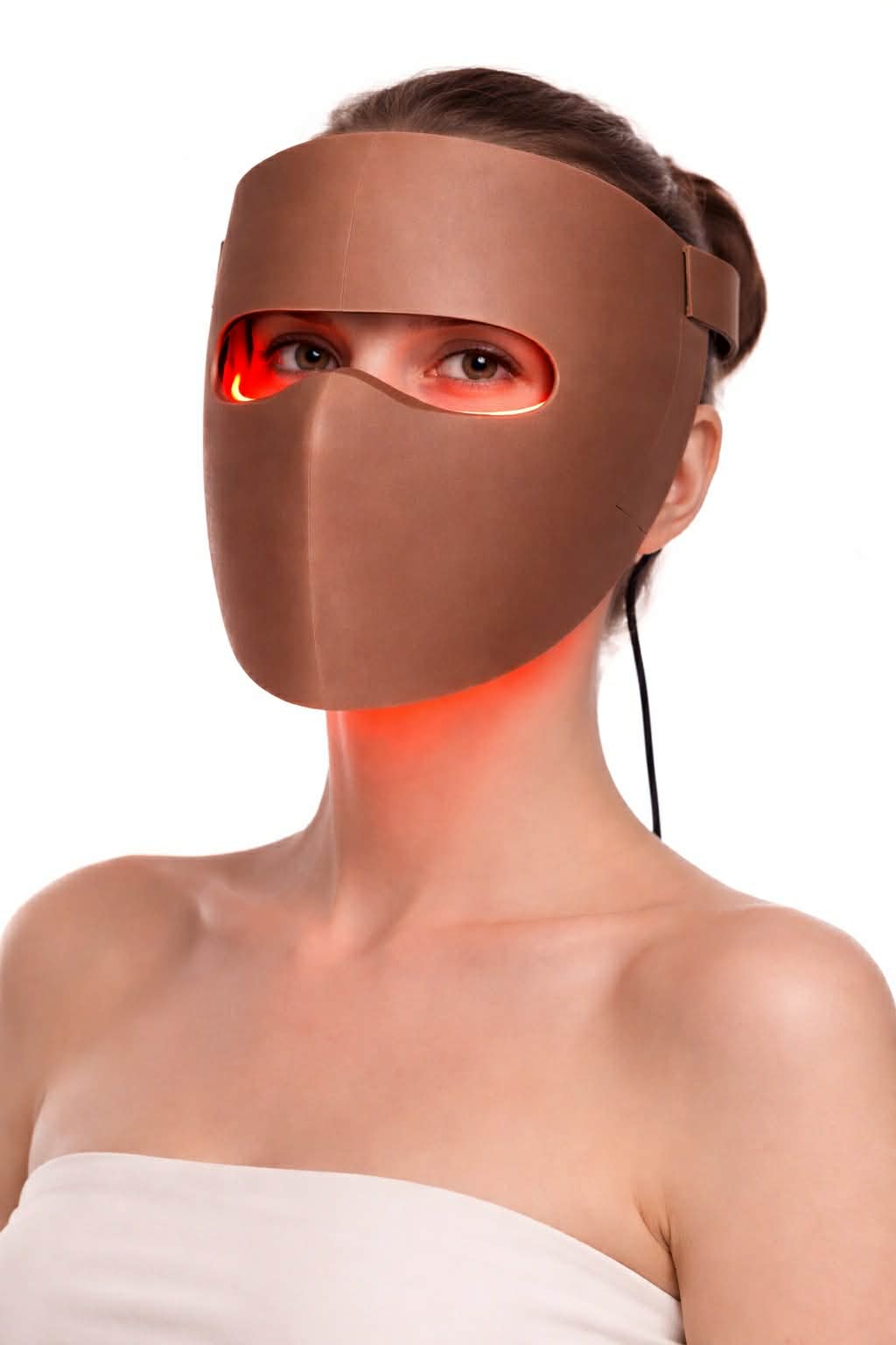 LumiAura™ LED face mask showing premium design and glowing results for acne, redness, and anti-aging with fast USA shipping.